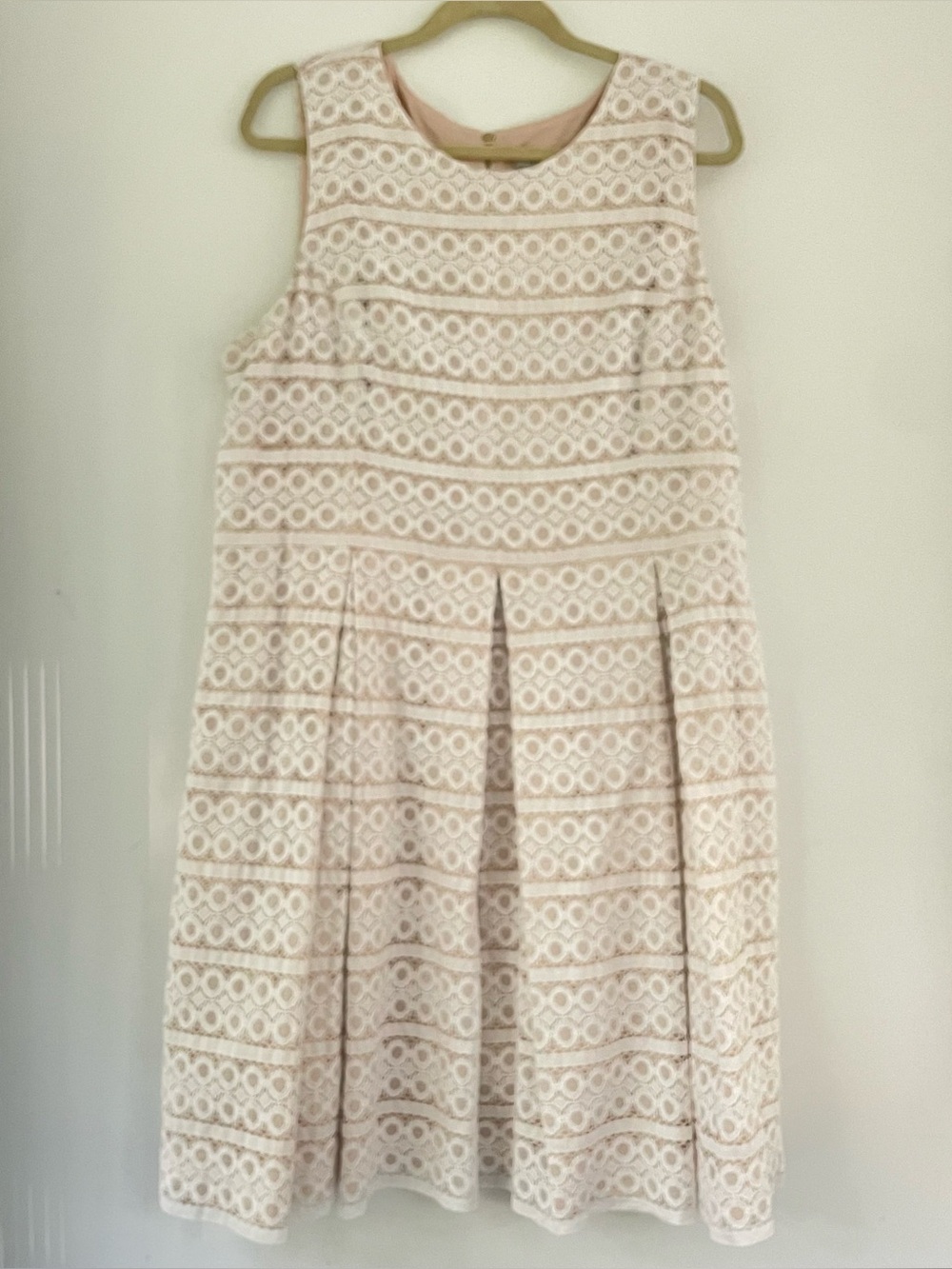 Eliza J Sleeveless Nude Cream Lace Fit & Flare Dress 18W